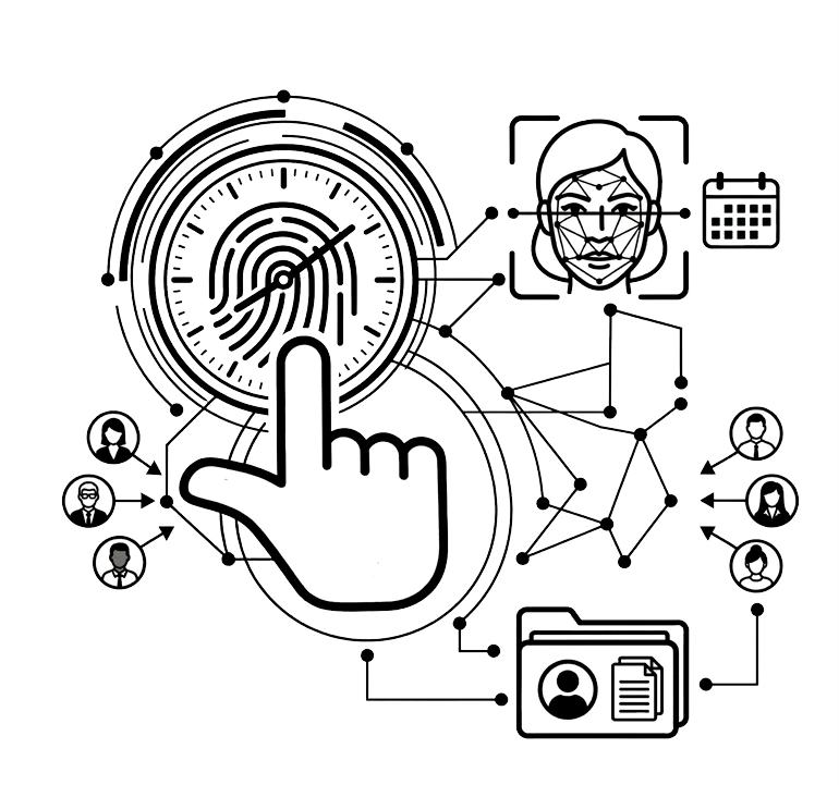 Iconos de reconocimiento facial y Huella para control de asiste de personal